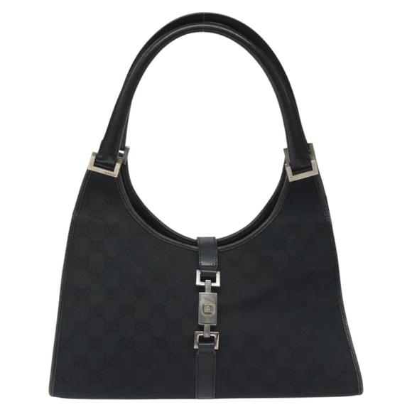 GUCCI GG Canvas Jackie Shoulder Bag Black Silver 002 1067 Auth yk18465 - Picture 2 of 16
